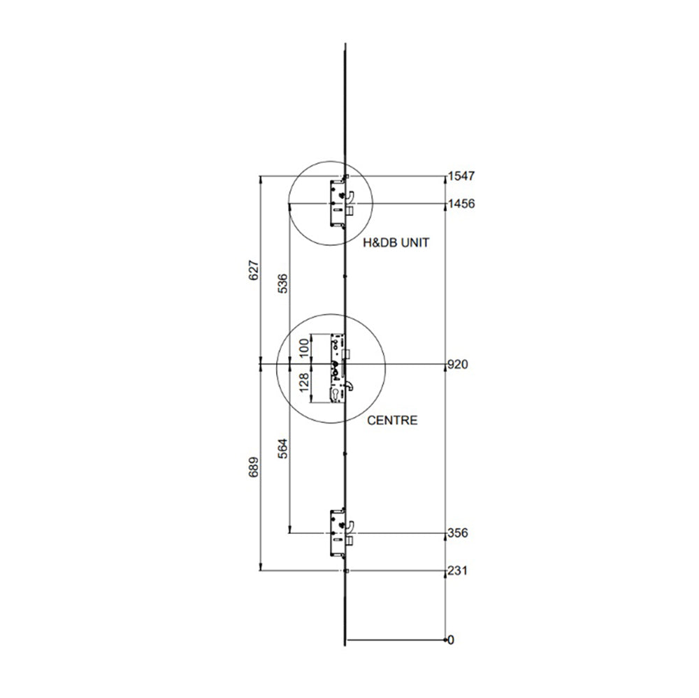 3 Latch 3 Hooks 2 Deadbolts Double Spindle Multipoint Door Lock