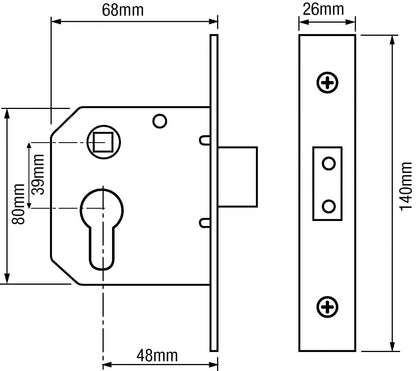 5025 Euro Mortice Nightlatch