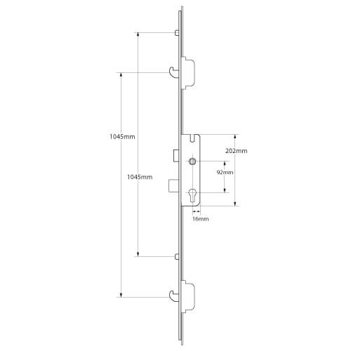 C-TS Latch Deadbolt 2 Rollers 2 Hooks Multipoint Door Lock - Master French Door Lock Section