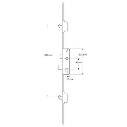 Latch Deadbolt 2 Hooks Split Spindle Multipoint Door Lock