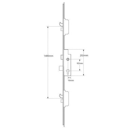 A-TS Latch Deadbolt 2 Hooks Automatic Locking Multipoint Door Lock