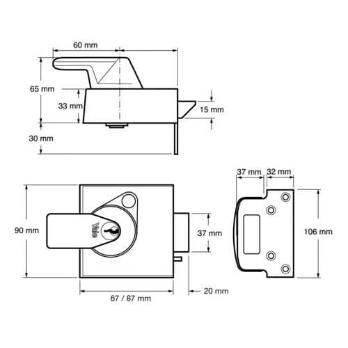 PBS2 BS3621: 2007 High Security Nightlatch