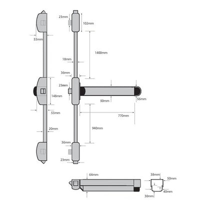 Hardware PHT55 Three Point Touch Bar Bolt (LEAD TIME: 5-7 DAYS)