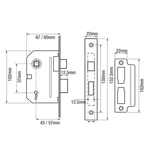 PM246 2 Lever Mortice Sashlock
