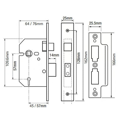 PM550 Non British Standard 5 Lever Mortice Sashlock