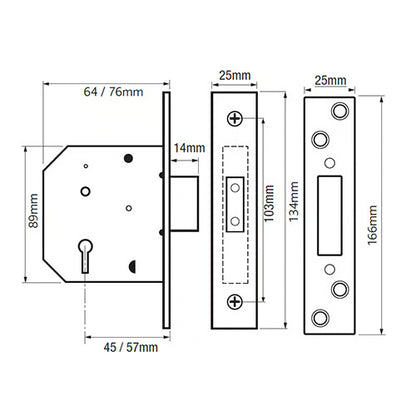 PM552 Non British Standard 5 Lever Mortice Deadlock