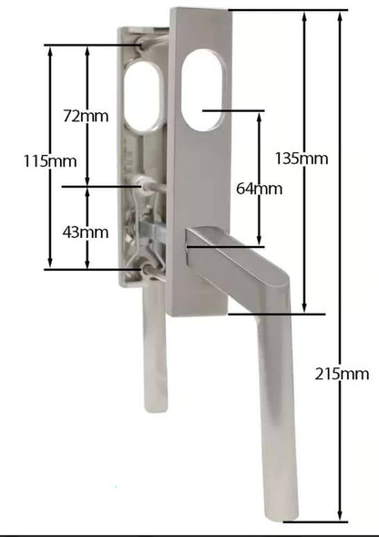 Heavy Duty Bifold Door Handle With Swedish Oval Cylinder Escutcheon