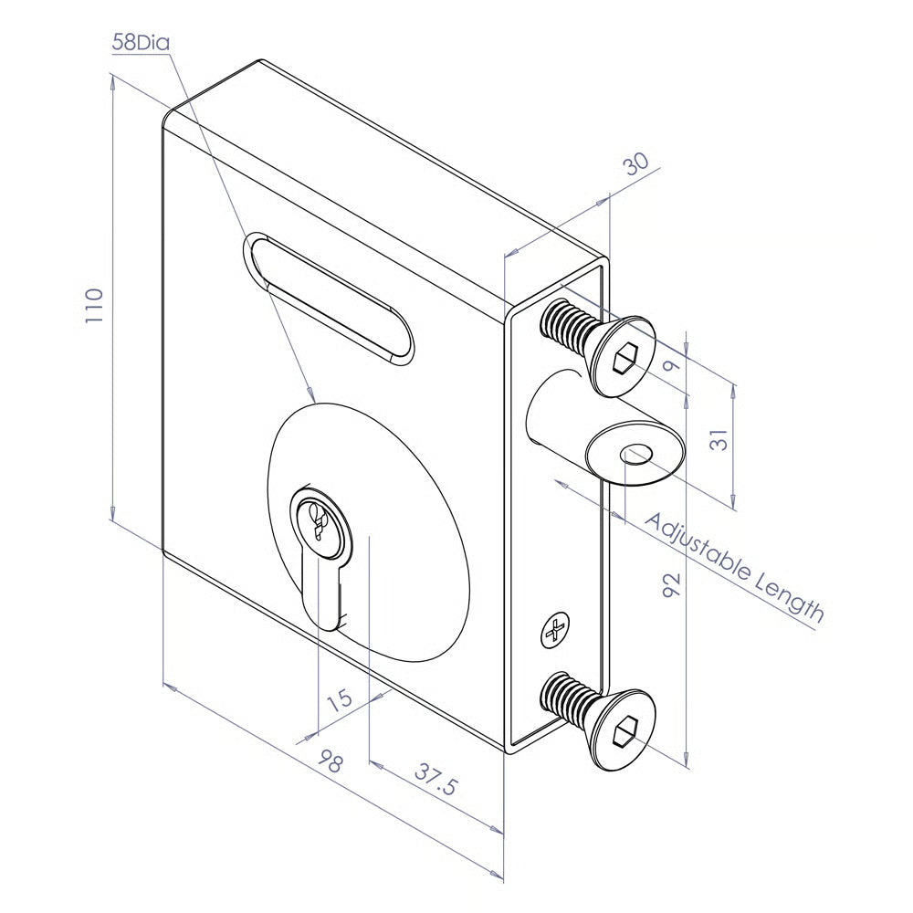 SBKLLT1601 SelectPro Long Throw Keylatch Lock for Metal Gates (LEAD TIME: 2-3 DAYS)