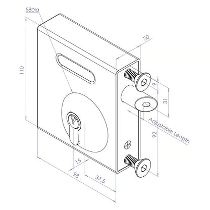 SBKLLT1601 SelectPro Long Throw Keylatch Lock for Metal Gates (LEAD TIME: 2-3 DAYS)