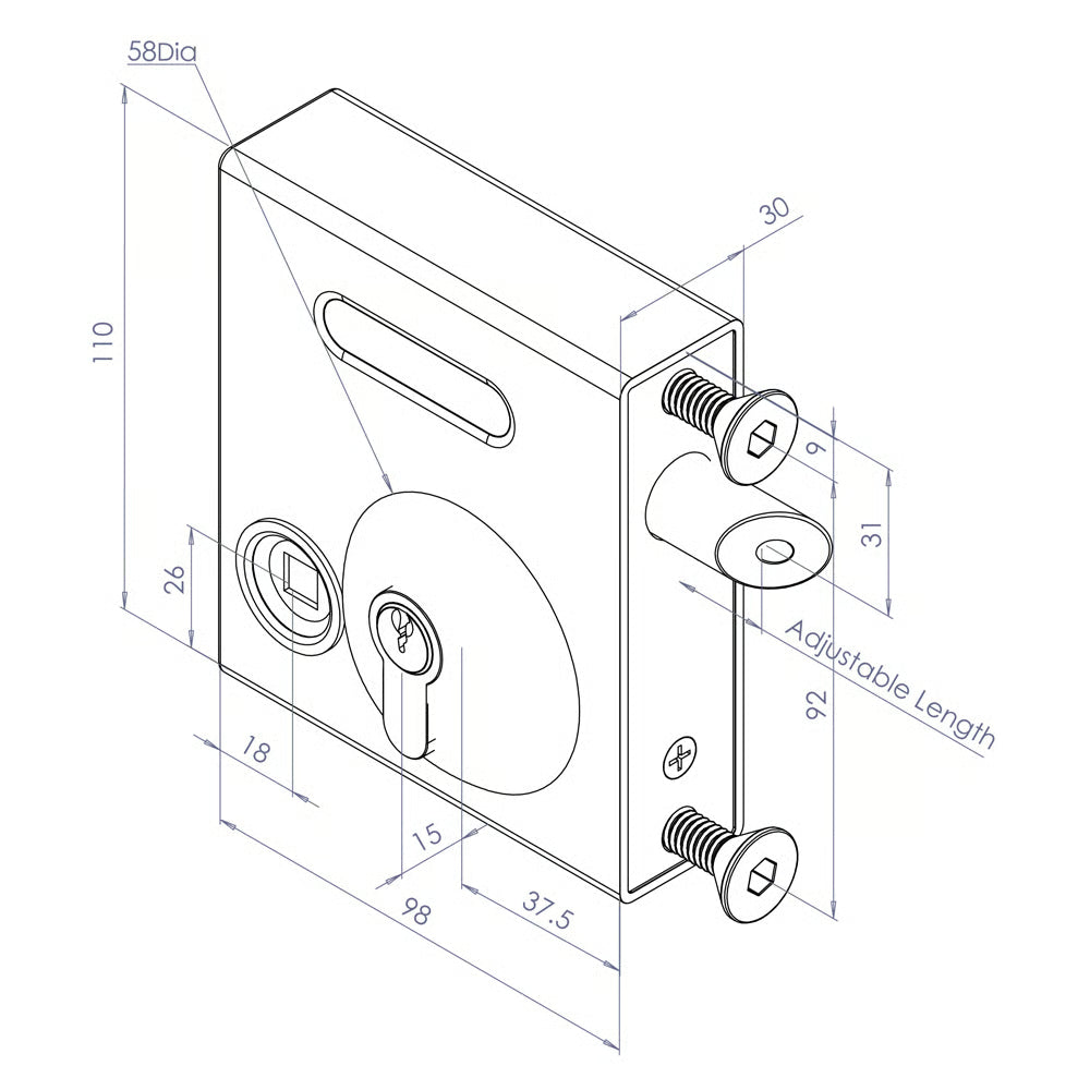 SBLD16 SelectPro Bolt-On Keyed Deadlock for Metal Gates (LEAD TIME: 2-3 DAYS)