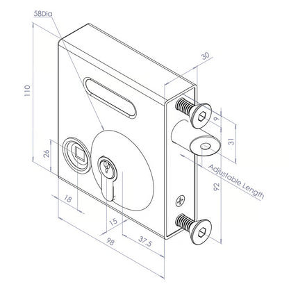 SBLD16 SelectPro Bolt-On Keyed Deadlock for Metal Gates (LEAD TIME: 2-3 DAYS)