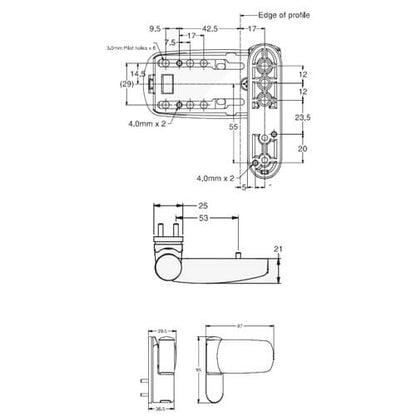 Triad 3D Flag Hinge for Sculptured or Chamfered Profiled UPVC Doors