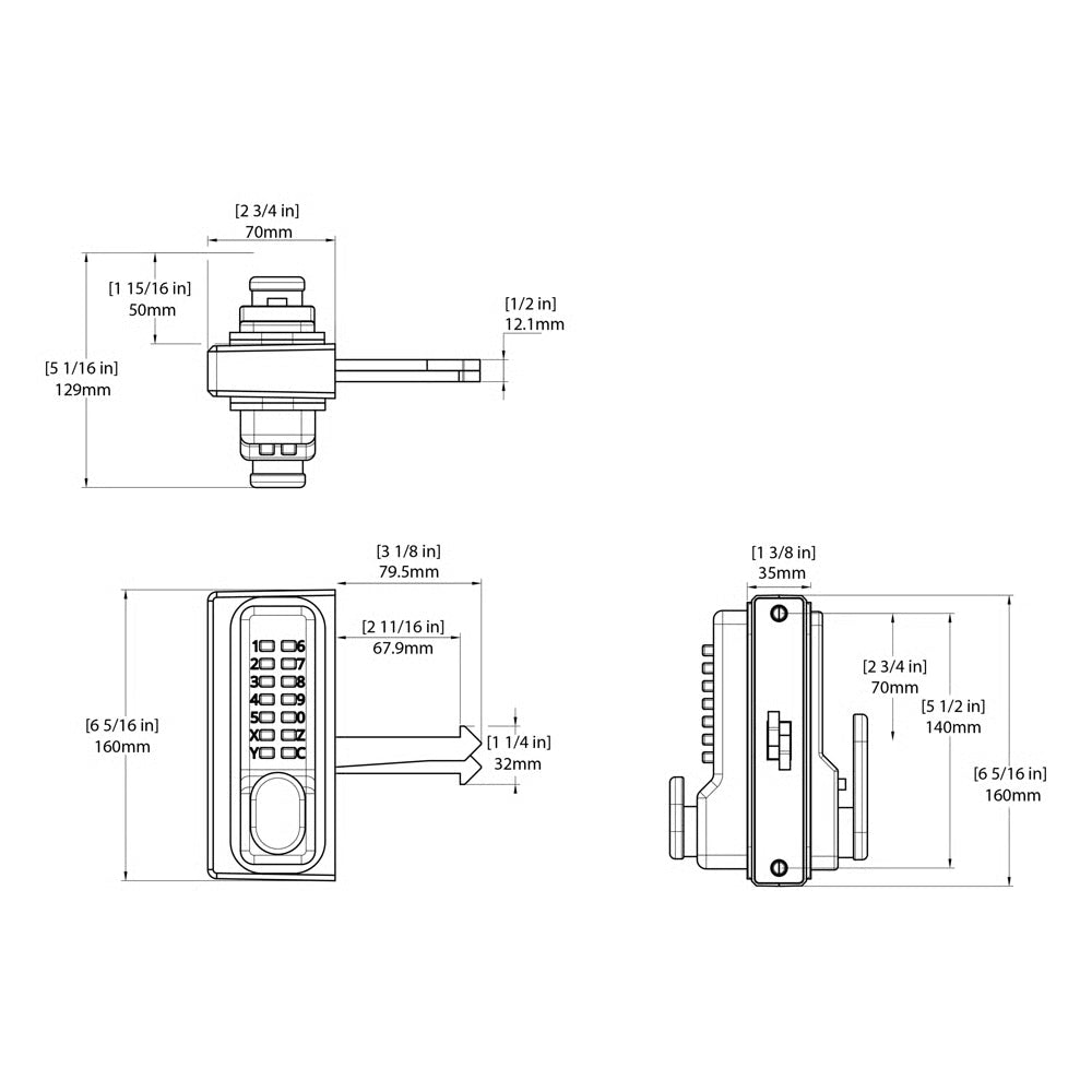 SGLDS Superlock 2.0 Sliding Lock Single Sided Keypad for Metal Gates (LEAD TIME: 2-3 DAYS)