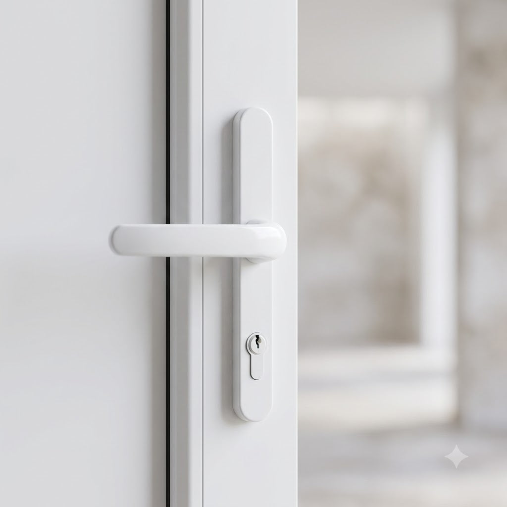 Lever Moveable Pad UPVC Multipoint Door Handles - 70mm/92mm PZ Sprung 215mm Screw Centres