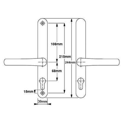Lever UPVC Multipoint Door Handles - 68mm PZ Sprung 215mm Screw Centres