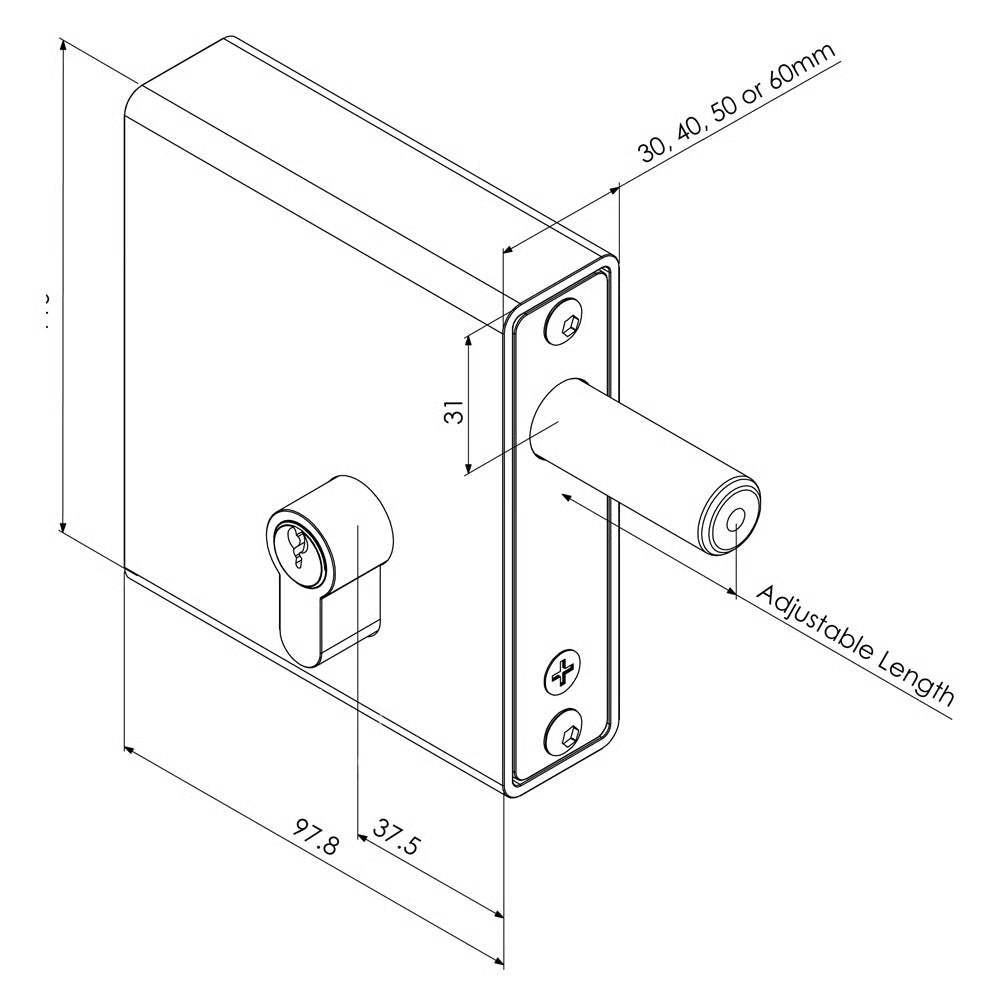 SWD Weld-in DeadLock Keyed Gate Lock (LEAD TIME: 2-3 DAYS)
