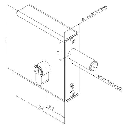 SWD Weld-in DeadLock Keyed Gate Lock (LEAD TIME: 2-3 DAYS)
