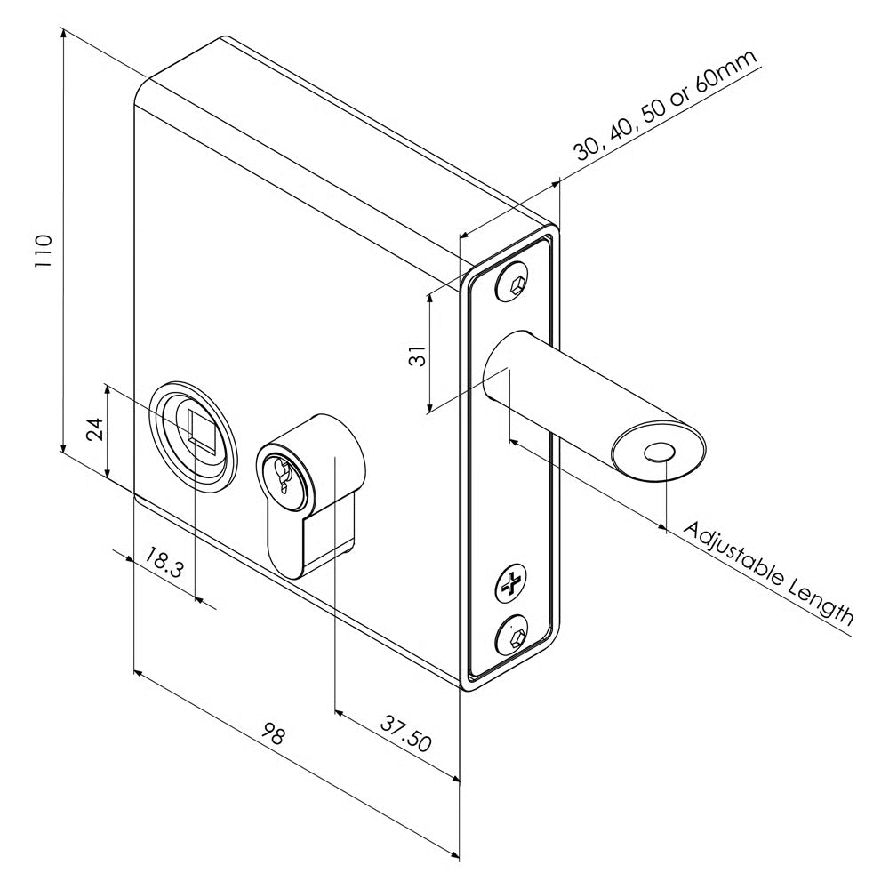 SWLD Weld-In Latch Deadlock Keyed Gate Lock (LEAD TIME: 2-3 DAYS)