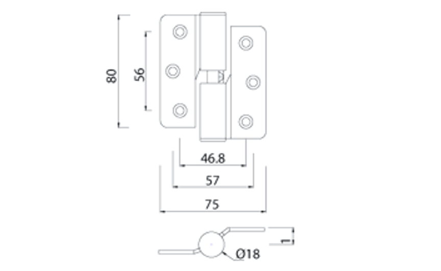 ASEC Cubicle 80mm Gravity Hinge