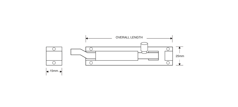 ASEC Aluminium Necked Barrel Bolt