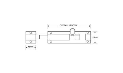 ASEC Aluminium 25mm Wide Straight Barrel Bolt