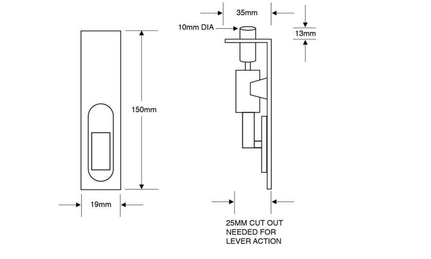 ASEC Aluminium Flush Bolt