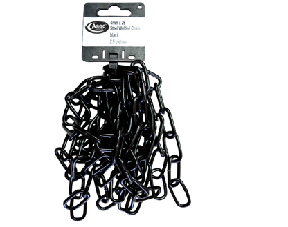 ASEC Steel Welded Chain Black 2.5m Length