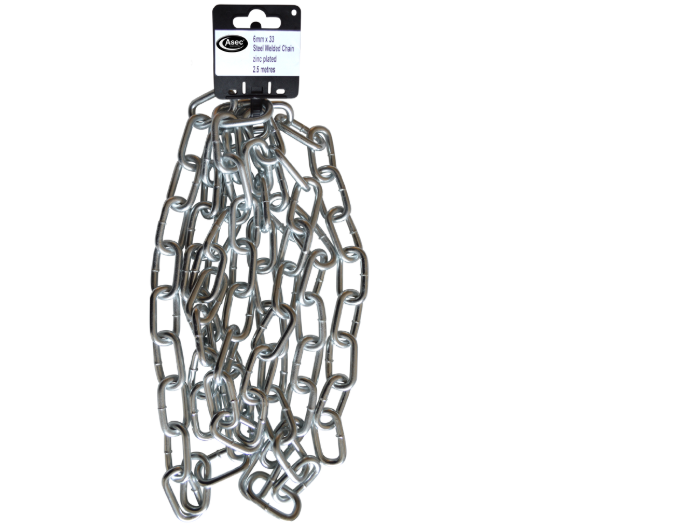 ASEC Steel Welded Chain Silver 2.5m Length
