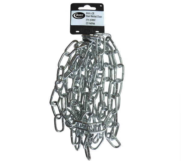 ASEC Steel Welded Chain Silver 2.5m Length