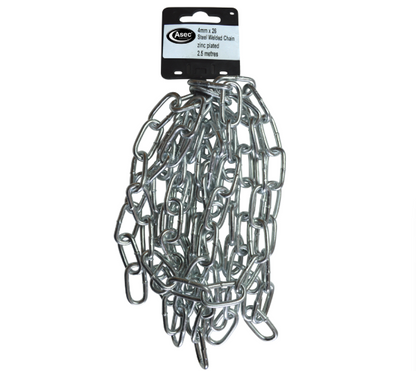 ASEC Steel Welded Chain Silver 2.5m Length