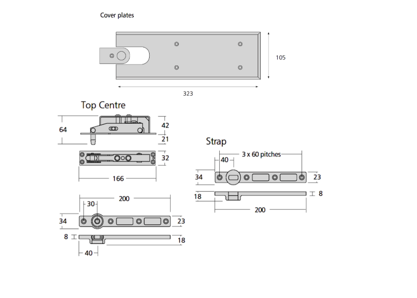 EXIDOR Double Action Floor Spring Fitting Set X072