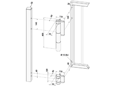 LOCINOX Mammoth Hydraulic Gate Closer Kit With Dino Hinge