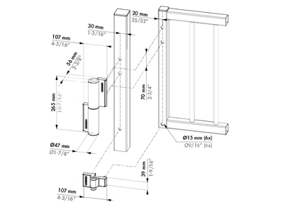 LOCINOX Tiger Hydraulic Gate Closer Kit With Puma Hinge
