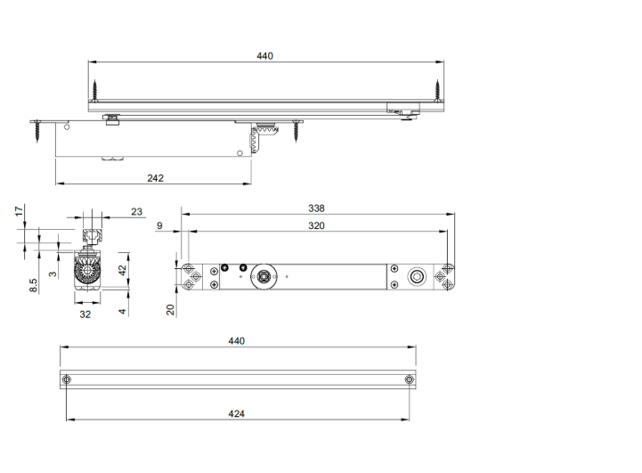 BRITON 2400 Size 2-4 Fire Rated Concealed Cam Action Door Closer