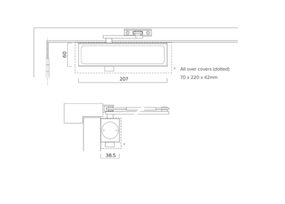 BRITON 1110 Size 2-4 Fire Rated Overhead Door Closer