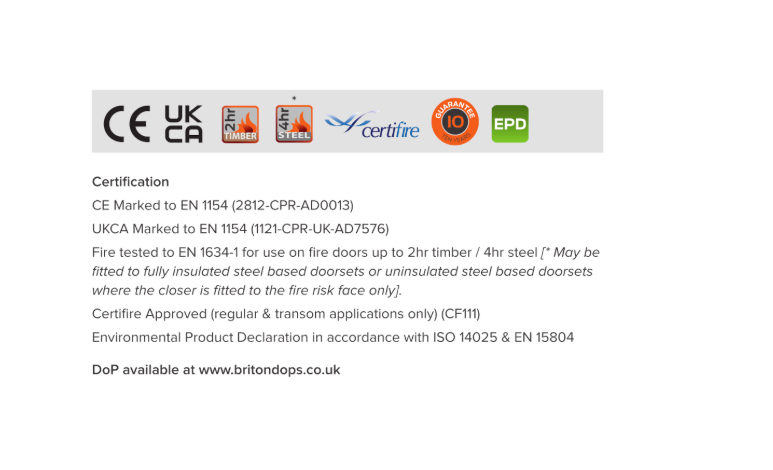 BRITON 2003 Size 3 Fire Rated Overhead Door Closer