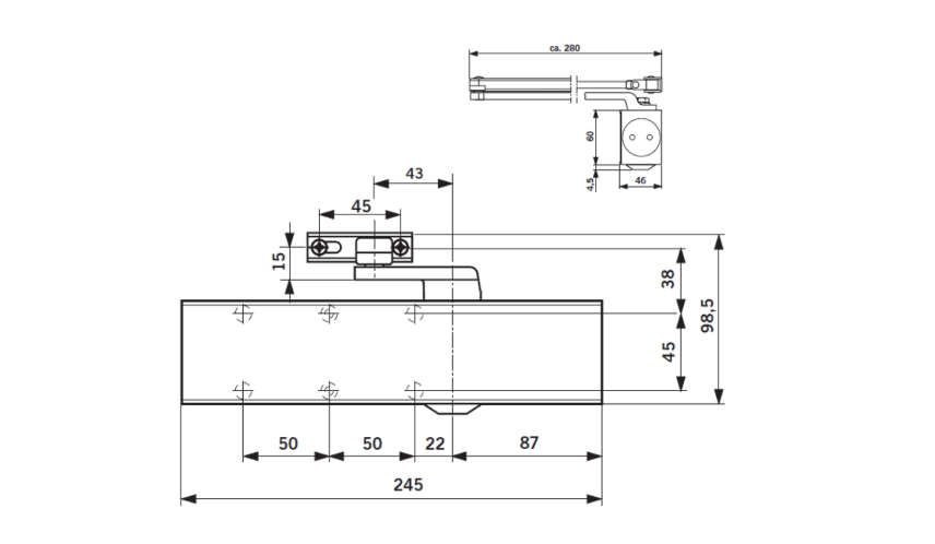 DORMAKABA TS83 Size 2-5 Fire Rated Overhead Door Closer