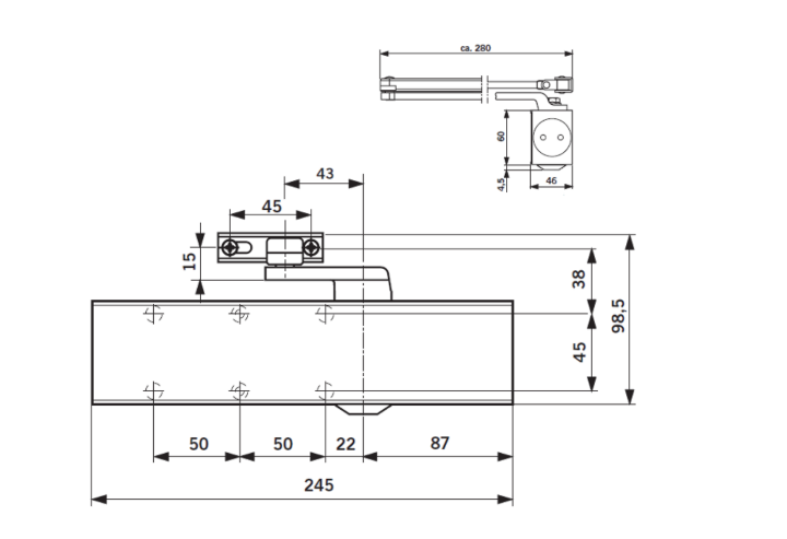 DORMAKABA TS83SE Size 3-6 Fire Rated Overhead Door Closer