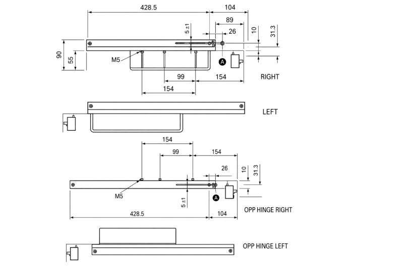 GEZE TS3000BC Size 2-4 Slim Overhead Cam Door Closer