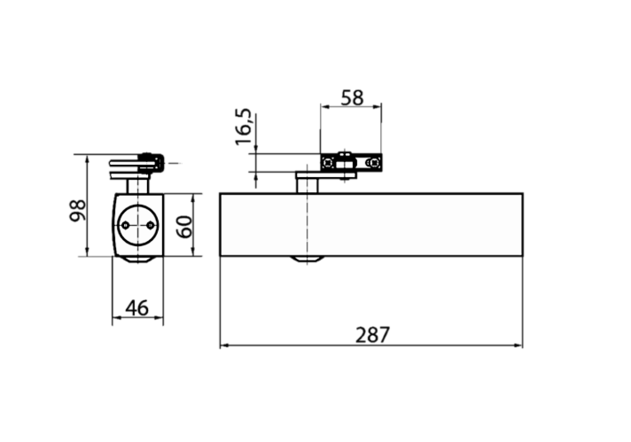 GEZE TS4000E Size 1-6 Overhead Door Closer Body with Electro-hydraulic Hold Open