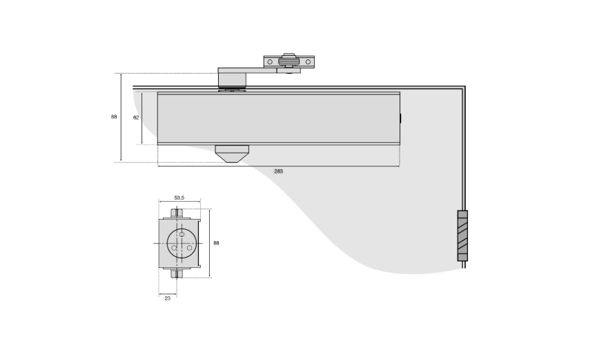UNION CE26V Size 2-6 Overhead Door Closer