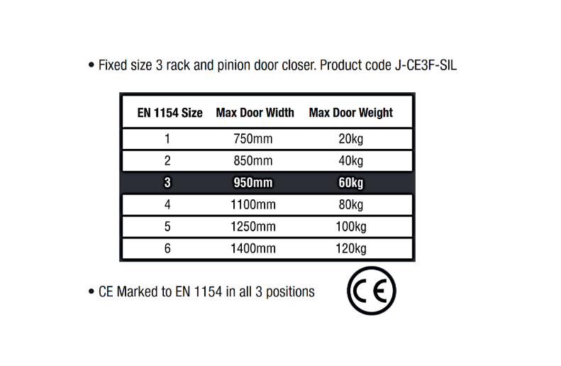 Union CE3F Size 3 Overhead Door Closer