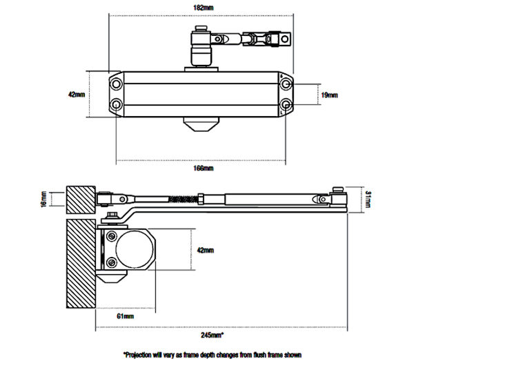 Union CE3F Size 3 Overhead Door Closer