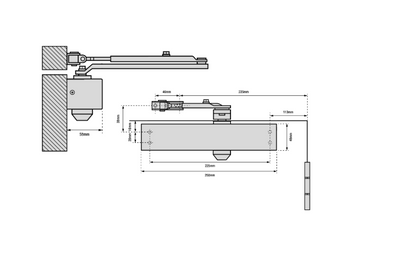 UNION RETRO V Size 3-4 Overhead Door Closer