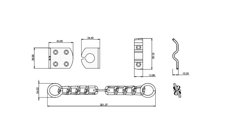 RUTLAND Security Door Chain Fire & Smoke Tested & TS 003