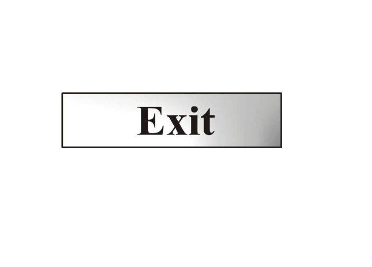 ASEC `Exit` 200mm x 50mm Chrome Self Adhesive Sign