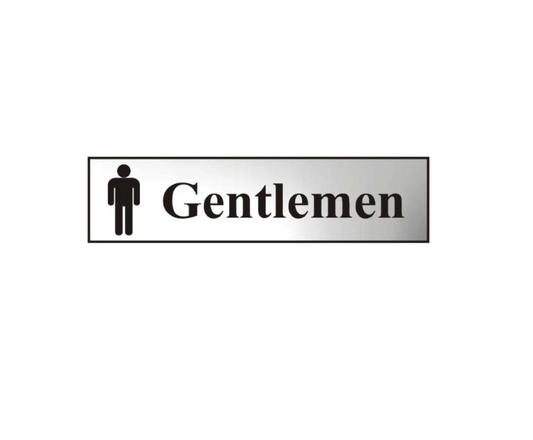 ASEC `Gentlemen` 200mm x 50mm Chrome Self Adhesive Sign