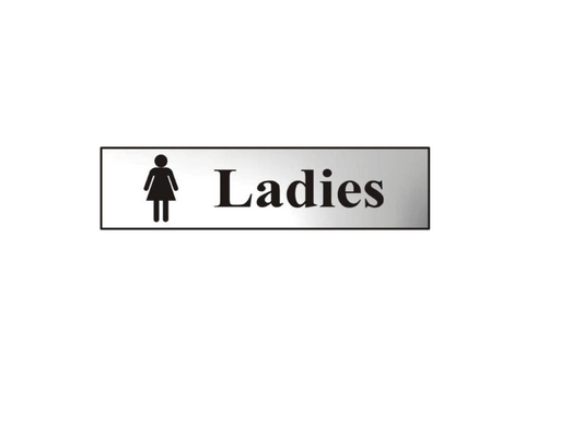 ASEC `Ladies` 200mm x 50mm Chrome Self Adhesive Sign
