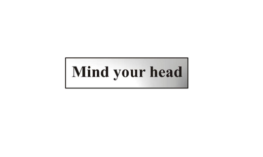 ASEC `Mind Your Head` 200mm x 50mm Chrome Self Adhesive Sign