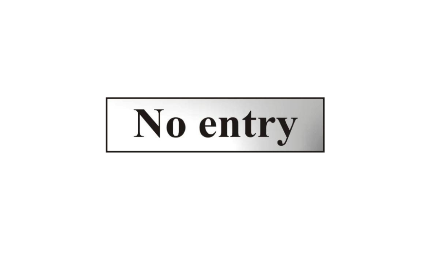 ASEC `No Entry` 200mm x 50mm Chrome Self Adhesive Sign